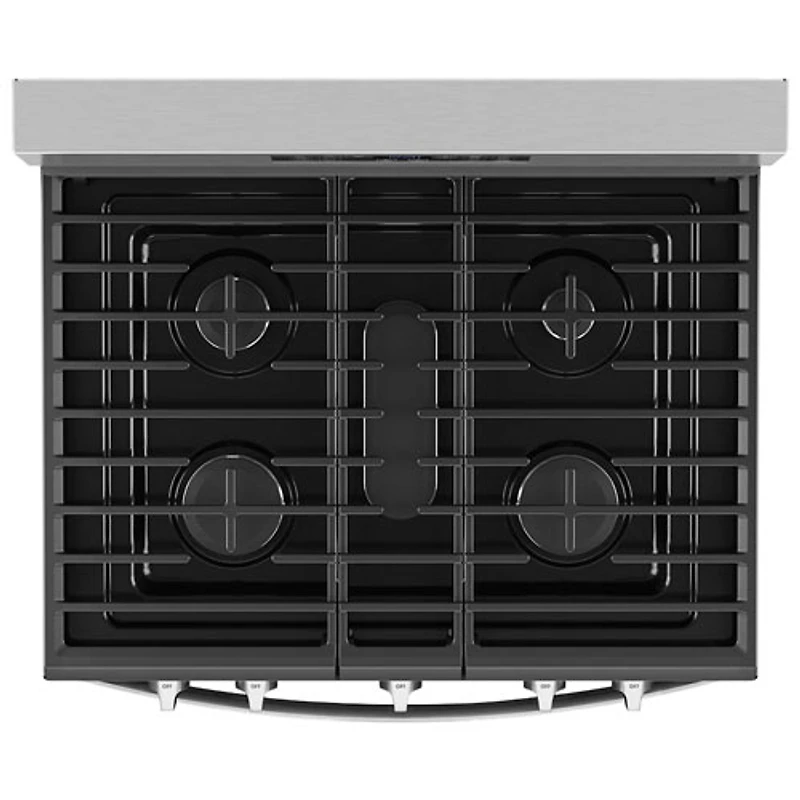 Cuisinière à gaz autonome à 5 brûleurs avec ventilateur à convection et friture à l'air 5 pi³ 30 po de Whirlpool (WFGS4530SZ) - Acier inoxydable