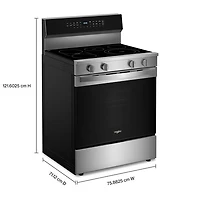 Whirlpool 30" 5.3 Cu. Ft. True Convection 5-Element Freestanding Electric Air Fry Range (YWFES7030SZ) - SS