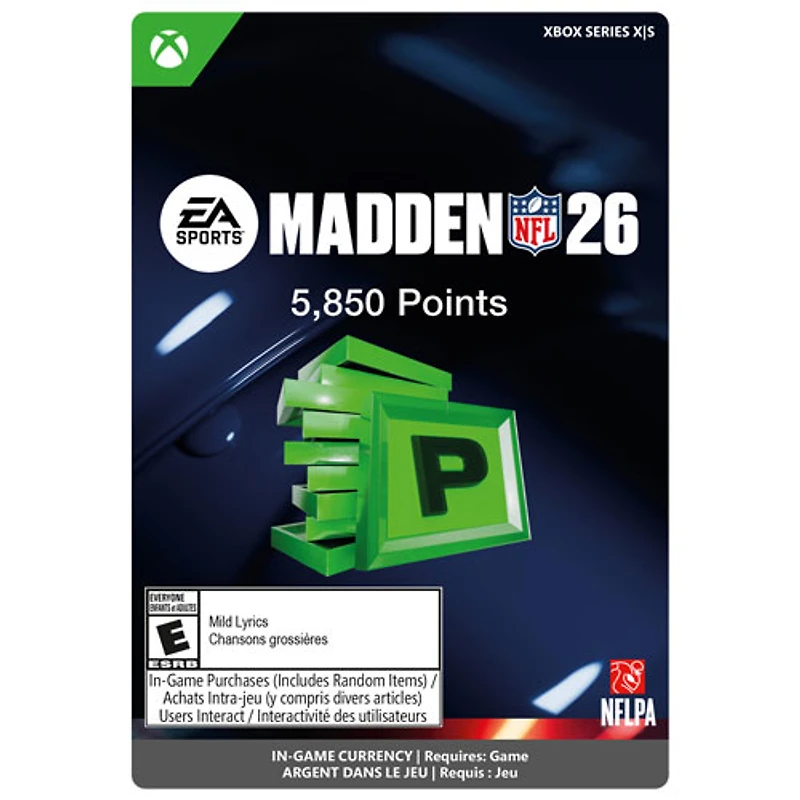 Madden NFL 26 : 5850 points (Xbox X|S / Xbox One) - Téléchargement numérique