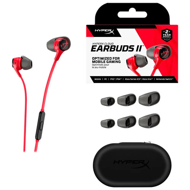 Écouteurs boutons de jeu avec microphone Cloud II d'Hyperx - Rouge