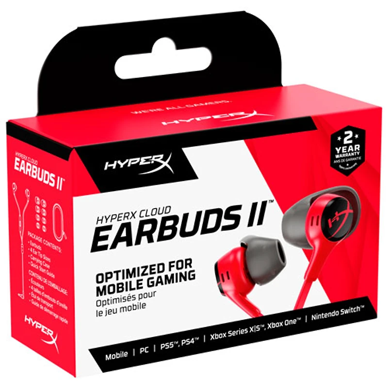 Écouteurs boutons de jeu avec microphone Cloud II d'Hyperx - Rouge
