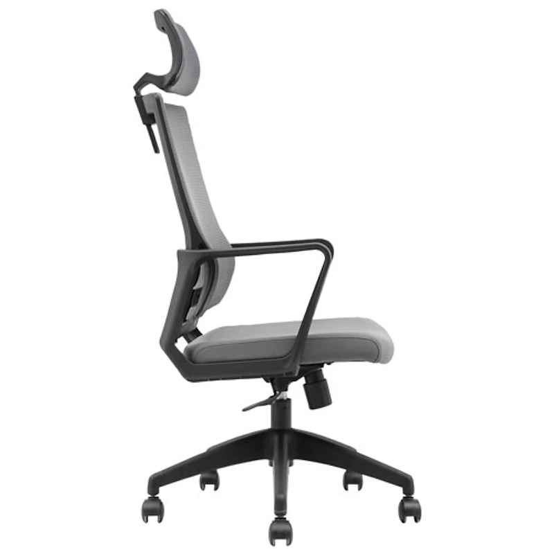 Fauteuil de bureau à dossier haut en tissu Dakoda de Brassex - Gris