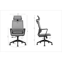 Fauteuil de bureau à dossier haut en tissu Dakoda de Brassex - Gris