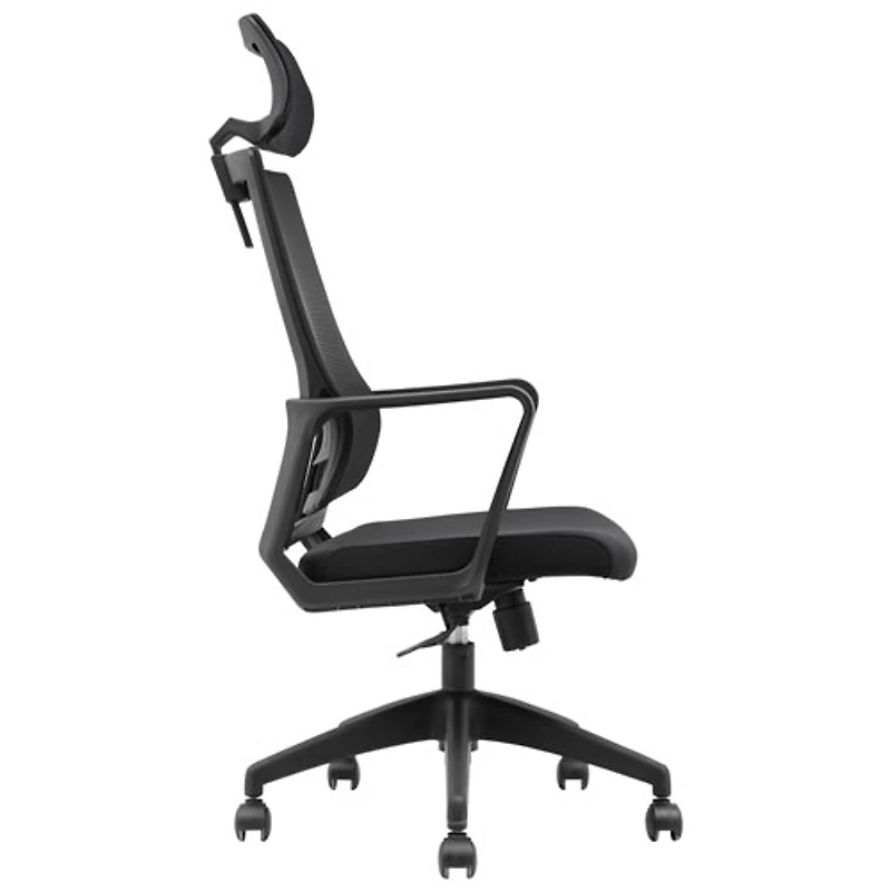 Fauteuil de bureau à dossier haut en tissu Jackson de Brassex - Noir