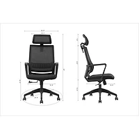 Fauteuil de bureau à dossier haut en tissu Jackson de Brassex - Noir