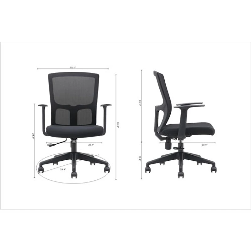 Fauteuil de bureau à dossier haut en tissu Hudson de Brassex - Noir