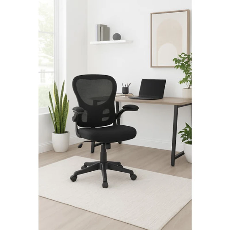 Fauteuil de bureau ergonomique à dossier haut en tissu Riley de Brassex - Noir