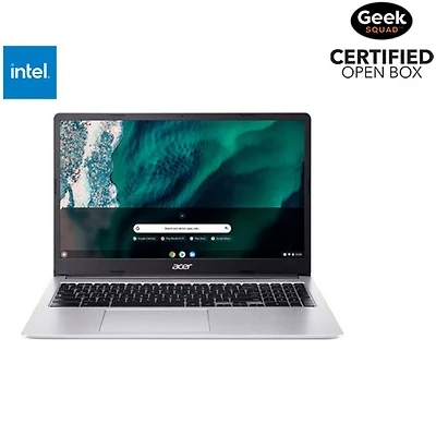 Open Box - Acer 15.6" Chromebook Laptop w/3 month of Google AI Pro - Silver (Intel Celeron N4500/4GB RAM/64GB eMMC)