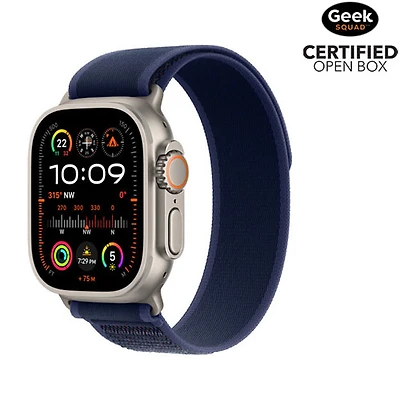 Open Box - Apple Watch Ultra 2 (GPS + Cellular) 49mm Natural Titanium Case with Blue Trail Loop - Small/Medium