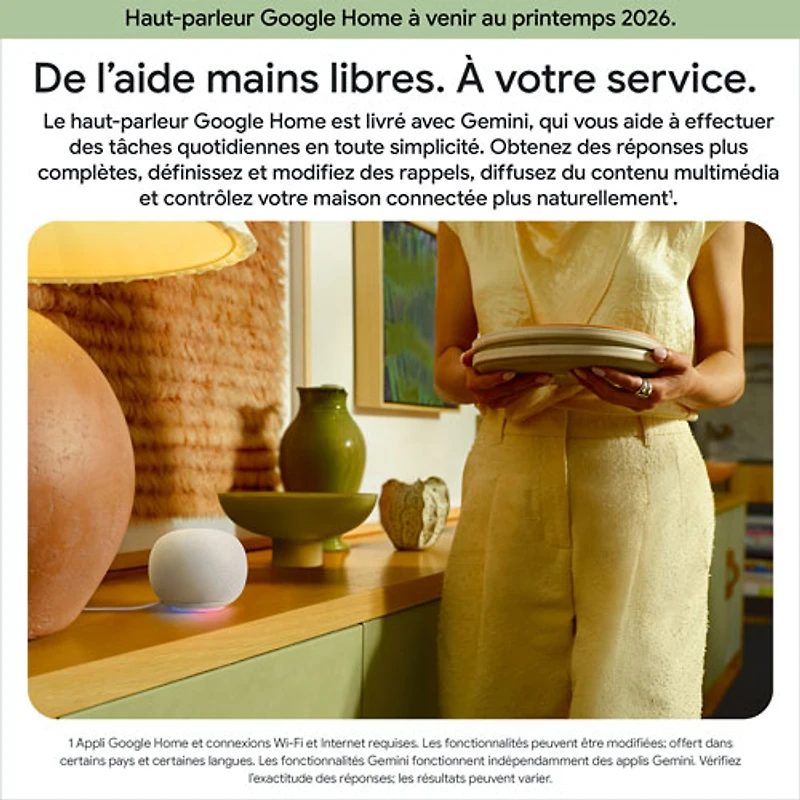 Haut-parleur intelligent Google Home avec Assistant Google - Porcelaine - Printemps 2026