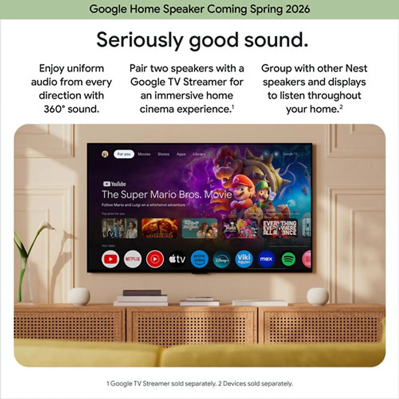 Haut-parleur intelligent Google Home avec Assistant Google - Porcelaine - Printemps 2026