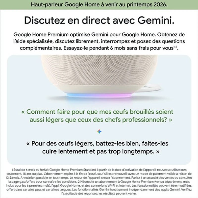 Haut-parleur intelligent Google Home avec Assistant Google - Porcelaine - Printemps 2026
