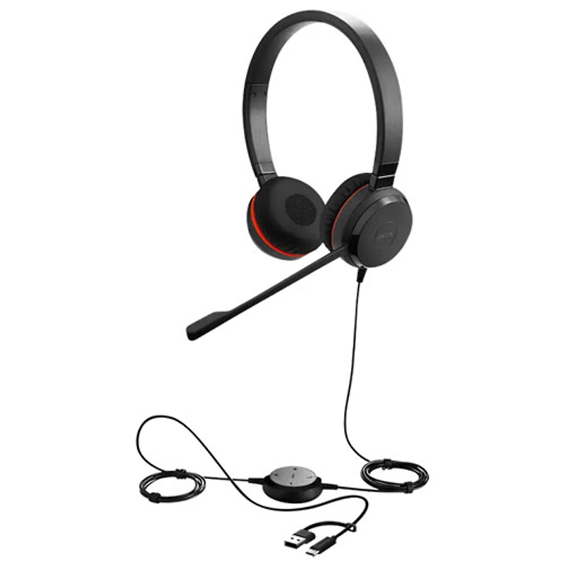Jabra Evolve 20 On-Ear Headset with Built-in Microphone (44999-823-389-01) - Black