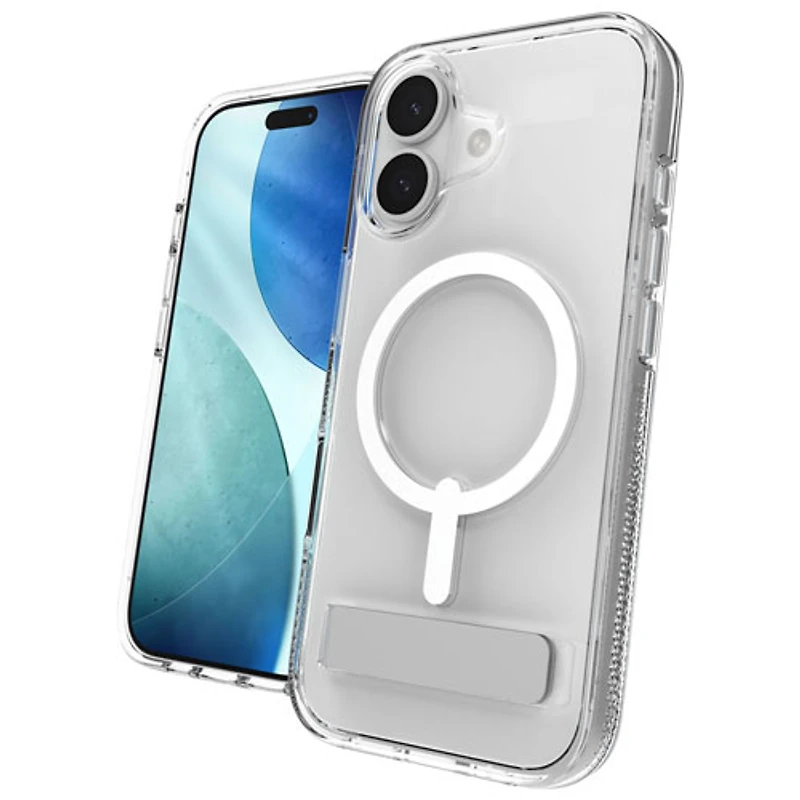 ZAGG Crystal Palace Snap Fitted Hard Shell Case with Kickstand for iPhone 17 - Clear