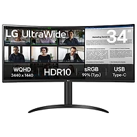 Moniteur incurvé DEL AV WQHD gris à gris 5 ms 100 Hz 34 po de LG (34WR55QK-B) - Noir
