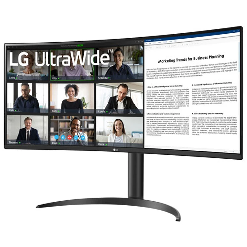 Moniteur incurvé DEL AV WQHD gris à gris 5 ms 100 Hz 34 po de LG (34WR55QK-B) - Noir