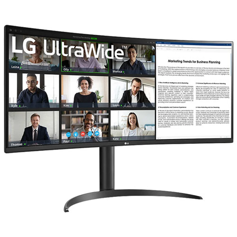 Moniteur incurvé DEL AV WQHD gris à gris 5 ms 100 Hz 34 po de LG (34WR55QK-B) - Noir