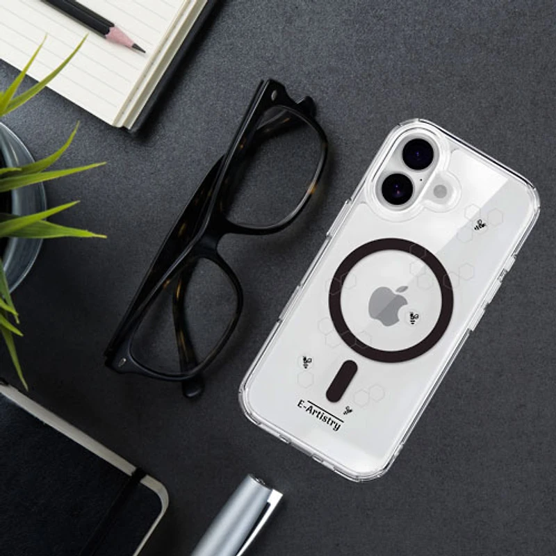 Étui rigide ajusté Signature Honeycomb d'E-Artistry avec MagSafe pour iPhone 17 - Argenté