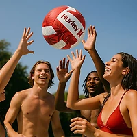 Ballon de volleyball en néoprène de Hurley - Taille 5 - Blanc/Rouge