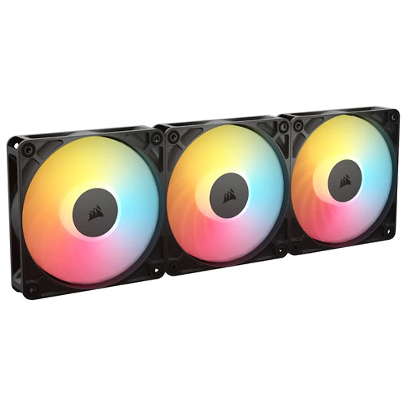 Ensemble de trois ventilateurs RVB adressable à modulation d'impulsion de 120 mm avec boîtier inversé RS120-R de Corsair - Noir
