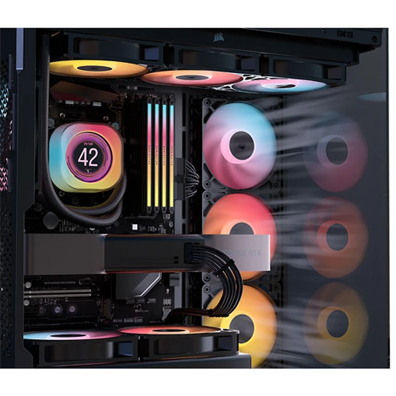 Ensemble de trois ventilateurs RVB adressable à modulation d'impulsion de 120 mm avec boîtier inversé RS120-R de Corsair - Noir