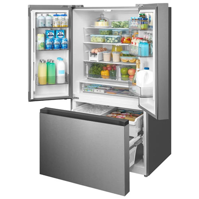 Réfrigérateur à deux portes de 22,6 pi³ 33 po avec distributeur de glaçons de Midea (MRF23I7AST) - Inox