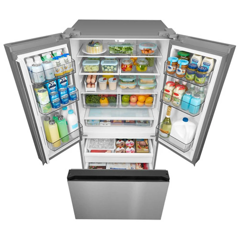Réfrigérateur à deux portes de 22,6 pi³ 33 po avec distributeur de glaçons de Midea (MRF23I7AST) - Inox