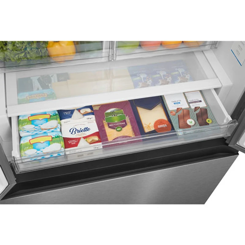 Réfrigérateur à deux portes de 22,6 pi³ 33 po avec distributeur de glaçons de Midea (MRF23I7AST) - Inox