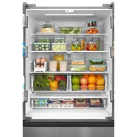 Réfrigérateur à deux portes de 22,6 pi³ 33 po avec distributeur de glaçons de Midea (MRF23I7AST) - Inox