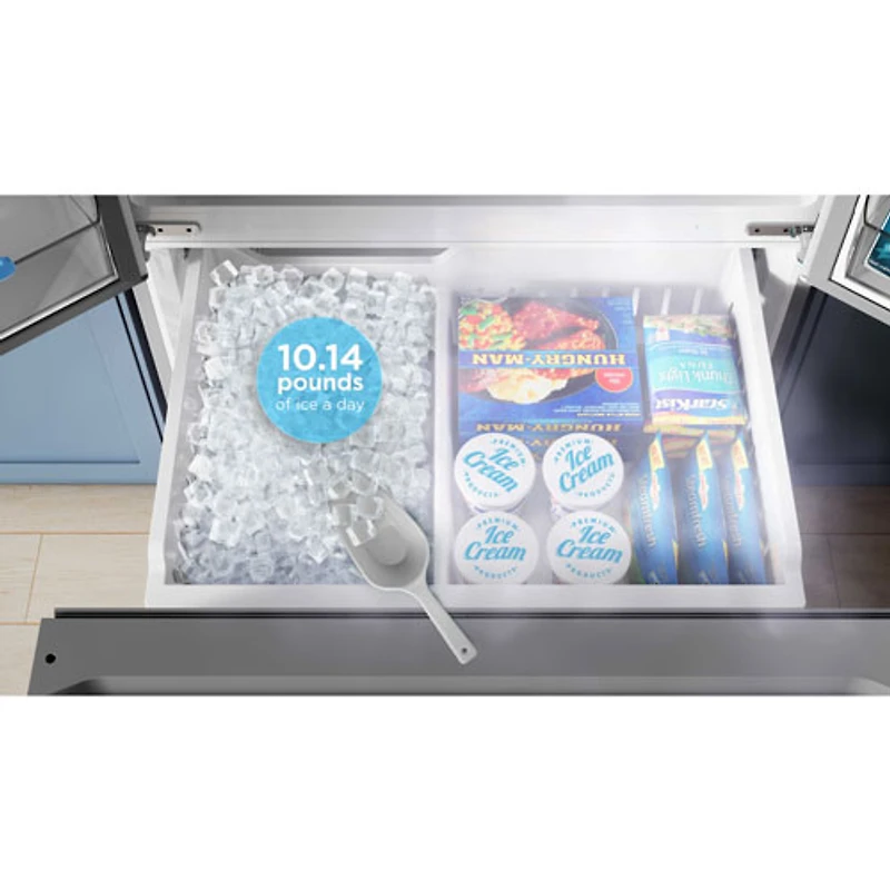 Réfrigérateur à deux portes de 22,6 pi³ 33 po avec distributeur de glaçons de Midea (MRF23I7AST) - Inox