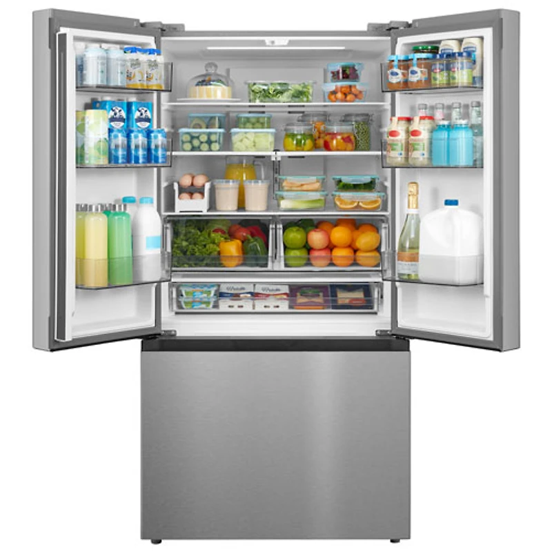 Réfrigérateur à deux portes de 22,6 pi³ 33 po avec distributeur de glaçons de Midea (MRF23I7AST) - Inox