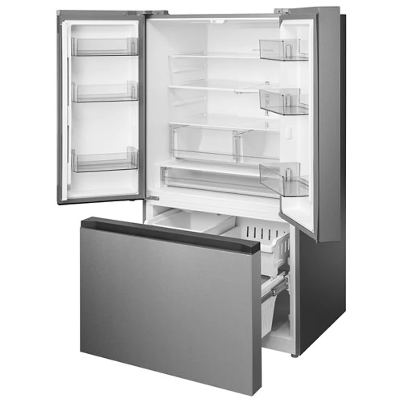 Réfrigérateur à deux portes de 22,6 pi³ 33 po avec distributeur de glaçons de Midea (MRF23I7AST) - Inox