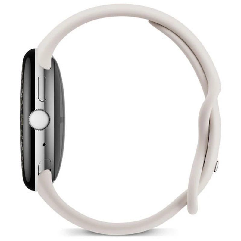 Montre Pixel Watch 4 (Bluetooth) 45 mm de Google avec boîtier en aluminium argenté poli et bracelet sport porcelaine