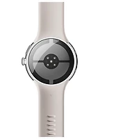 Montre Pixel Watch 4 (Bluetooth) 45 mm de Google avec boîtier en aluminium argenté poli et bracelet sport porcelaine