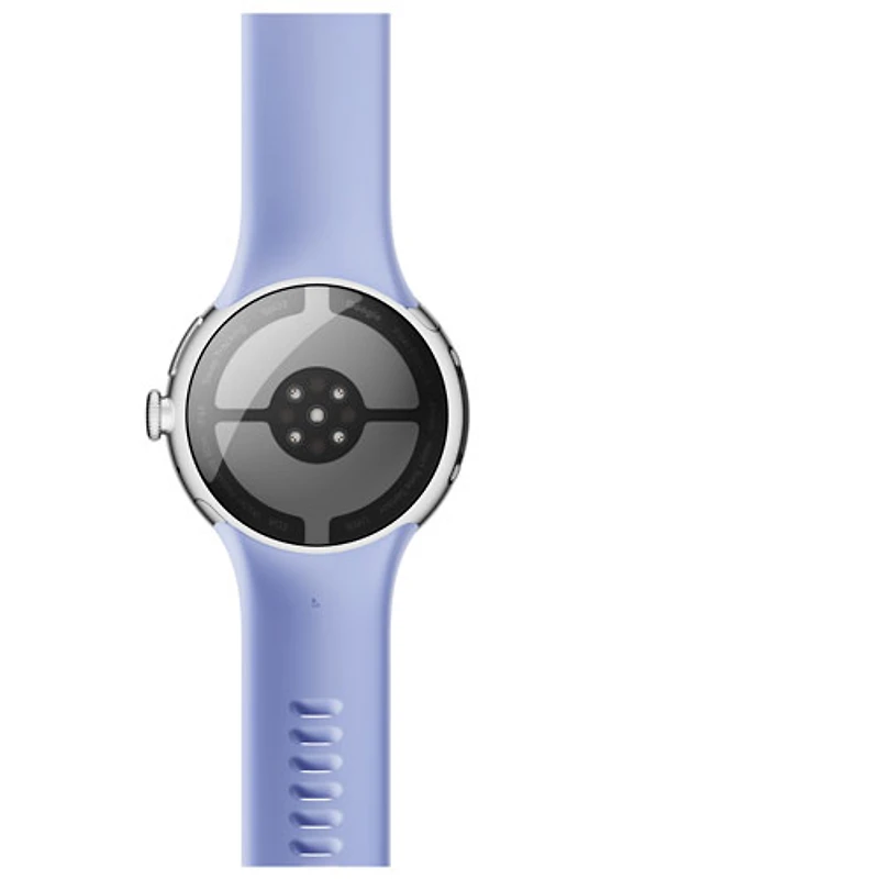 Montre Pixel Watch 4 (LTE) 41 mm de Google avec boîtier en aluminium argenté poli et bracelet sport iris