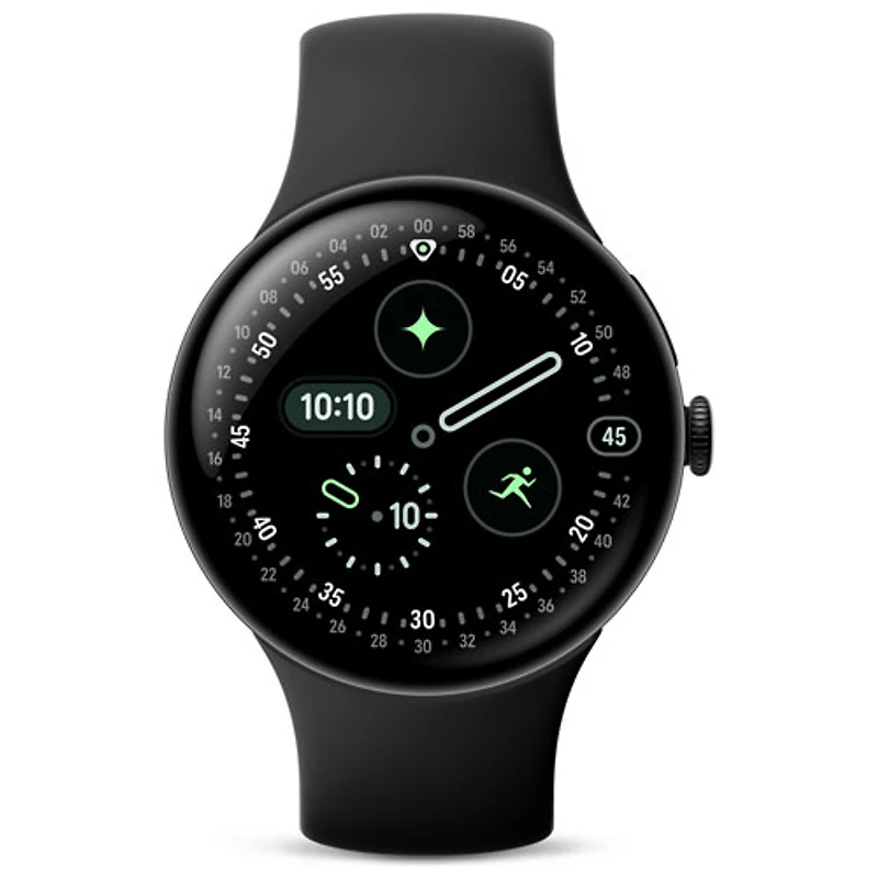 Google Pixel Watch 4 (Bluetooth) 45mm Matte Black Aluminum Case with Obsidian Active Band