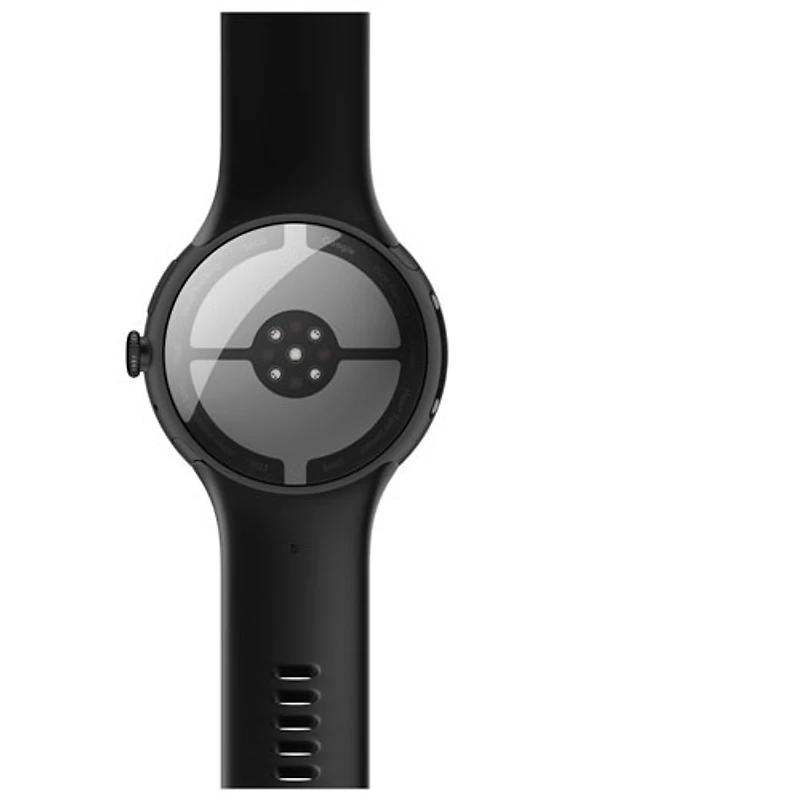 Montre Pixel Watch 4 (Bluetooth) mm de Google avec boîtier en aluminium noir mat et bracelet sport noir volcanique