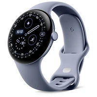 Montre Pixel Watch 4 (Bluetooth) 45 mm de Google avec boîtier en aluminium pierre de lune satinée et bracelet sport pierre de lune