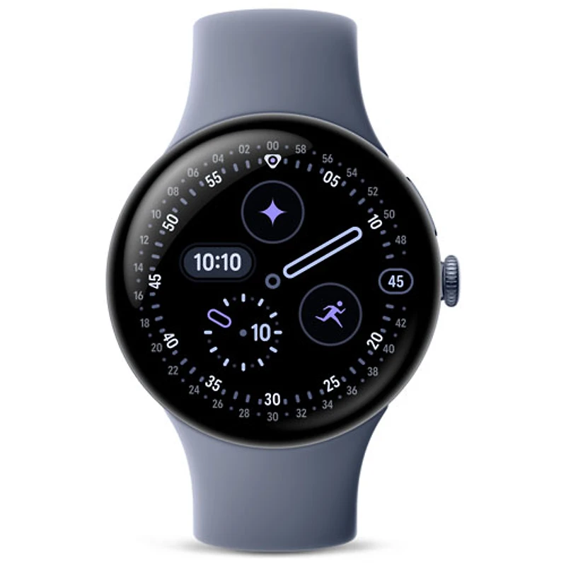 Montre Pixel Watch 4 (Bluetooth) 45 mm de Google avec boîtier en aluminium pierre de lune satinée et bracelet sport pierre de lune
