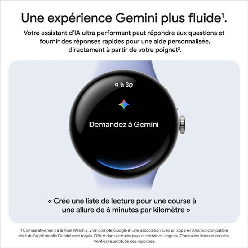Montre Pixel Watch 4 (Bluetooth) 45 mm de Google avec boîtier en aluminium pierre de lune satinée et bracelet sport pierre de lune