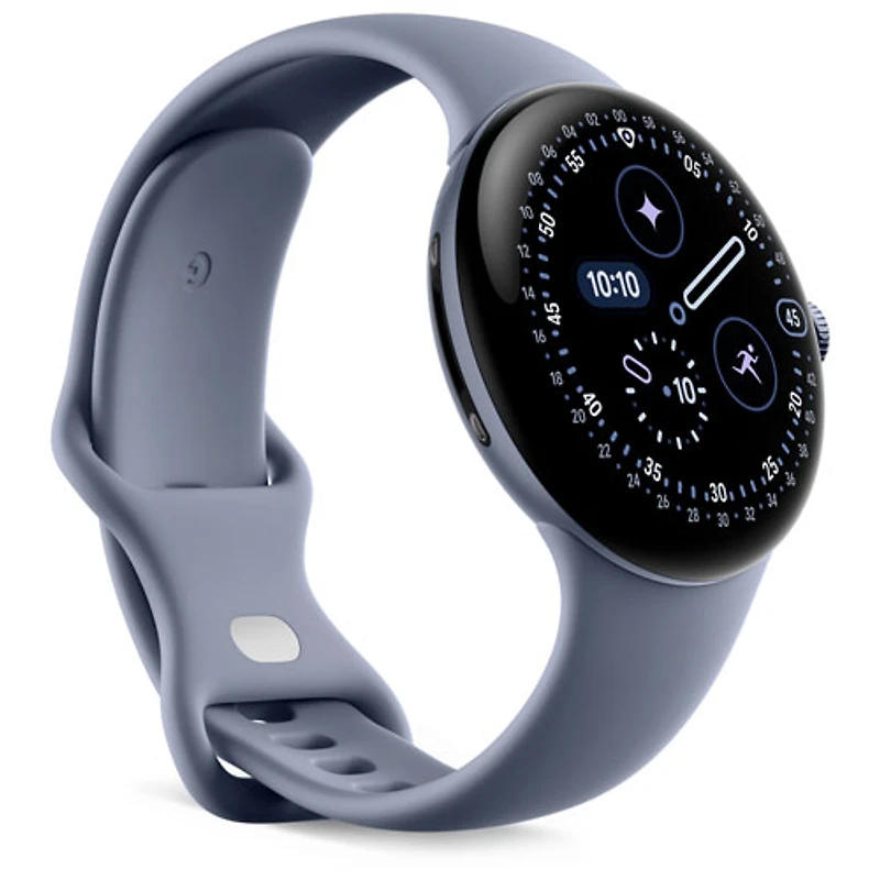 Montre Pixel Watch 4 (Bluetooth) 45 mm de Google avec boîtier en aluminium pierre de lune satinée et bracelet sport pierre de lune