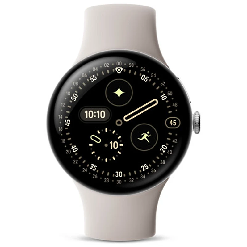 Google Pixel Watch 4 (LTE) 45mm Polished Silver Aluminum Case with Porcelain Active Band