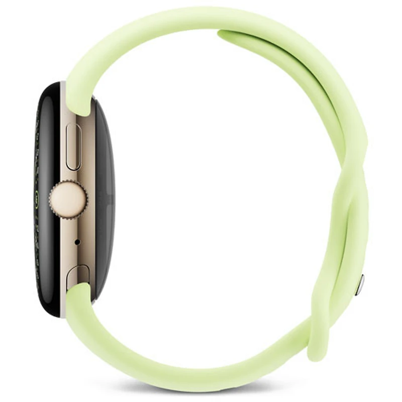 Montre Pixel Watch 4 (Bluetooth) 41 mm de Google avec boîtier en aluminium champagne doré et bracelet sport citronnelle