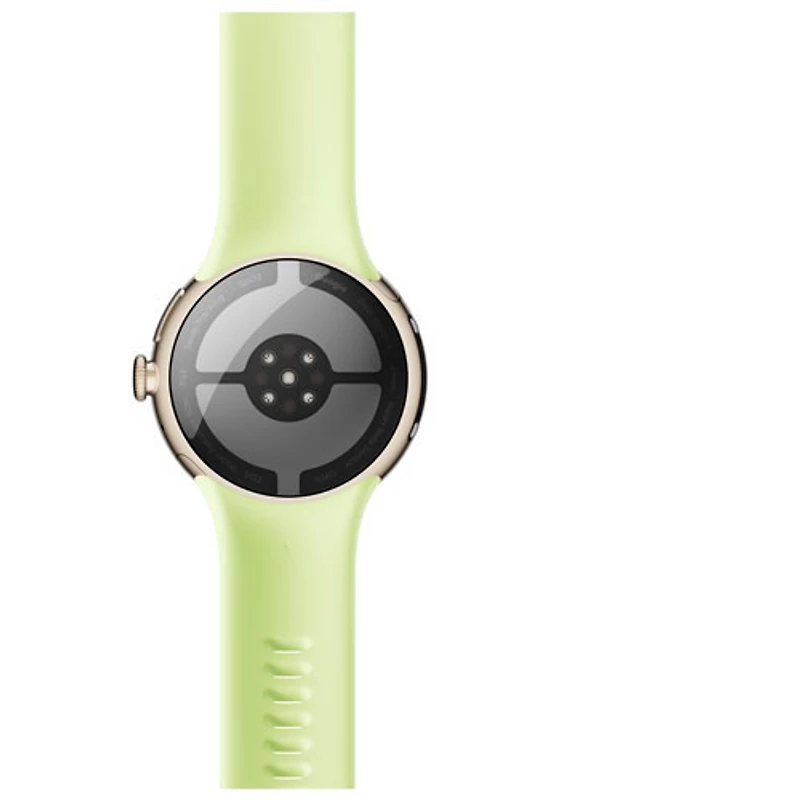 Montre Pixel Watch 4 (Bluetooth) 41 mm de Google avec boîtier en aluminium champagne doré et bracelet sport citronnelle