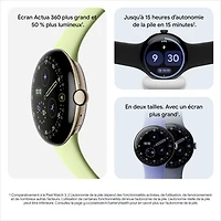 Montre Pixel Watch 4 (Bluetooth) 41 mm de Google avec boîtier en aluminium champagne doré et bracelet sport citronnelle