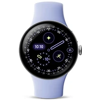 Montre Pixel Watch 4 (Bluetooth) 41 mm de Google avec boîtier en aluminium argenté poli et bracelet sport iris