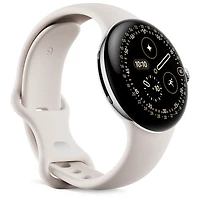 Montre Pixel Watch 4 (LTE) 41 mm de Google avec boîtier en aluminium argenté poli et bracelet sport porcelaine