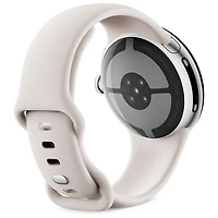 Montre Pixel Watch 4 (LTE) 41 mm de Google avec boîtier en aluminium argenté poli et bracelet sport porcelaine