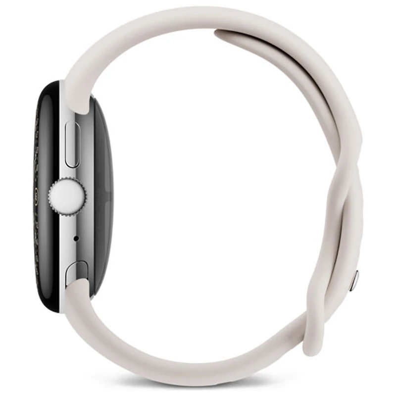 Montre Pixel Watch 4 (LTE) 41 mm de Google avec boîtier en aluminium argenté poli et bracelet sport porcelaine