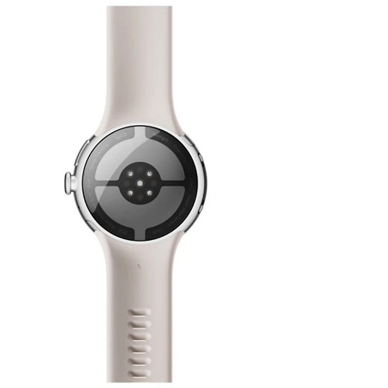 Montre Pixel Watch 4 (LTE) 41 mm de Google avec boîtier en aluminium argenté poli et bracelet sport porcelaine
